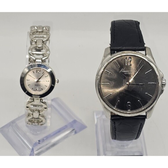 Kenneth Cole New York KCW1039 Men's Black Dial Leather Watch + FREE Ladies Watch - Picture 2 of 15